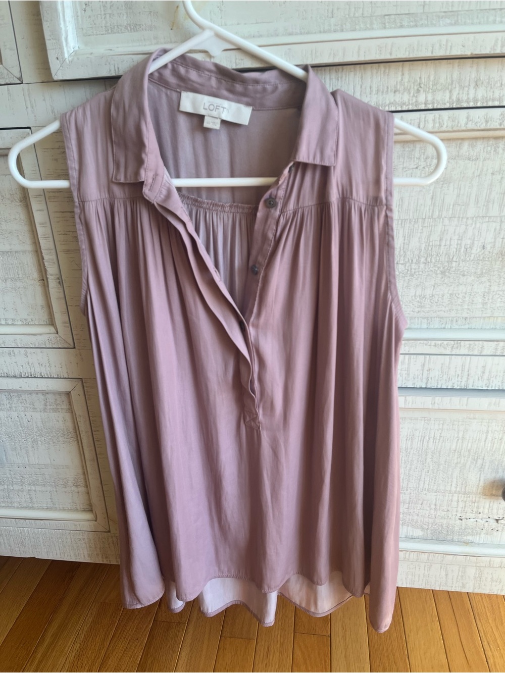 LOFT Sleeveless Collared Blouse in Mauve